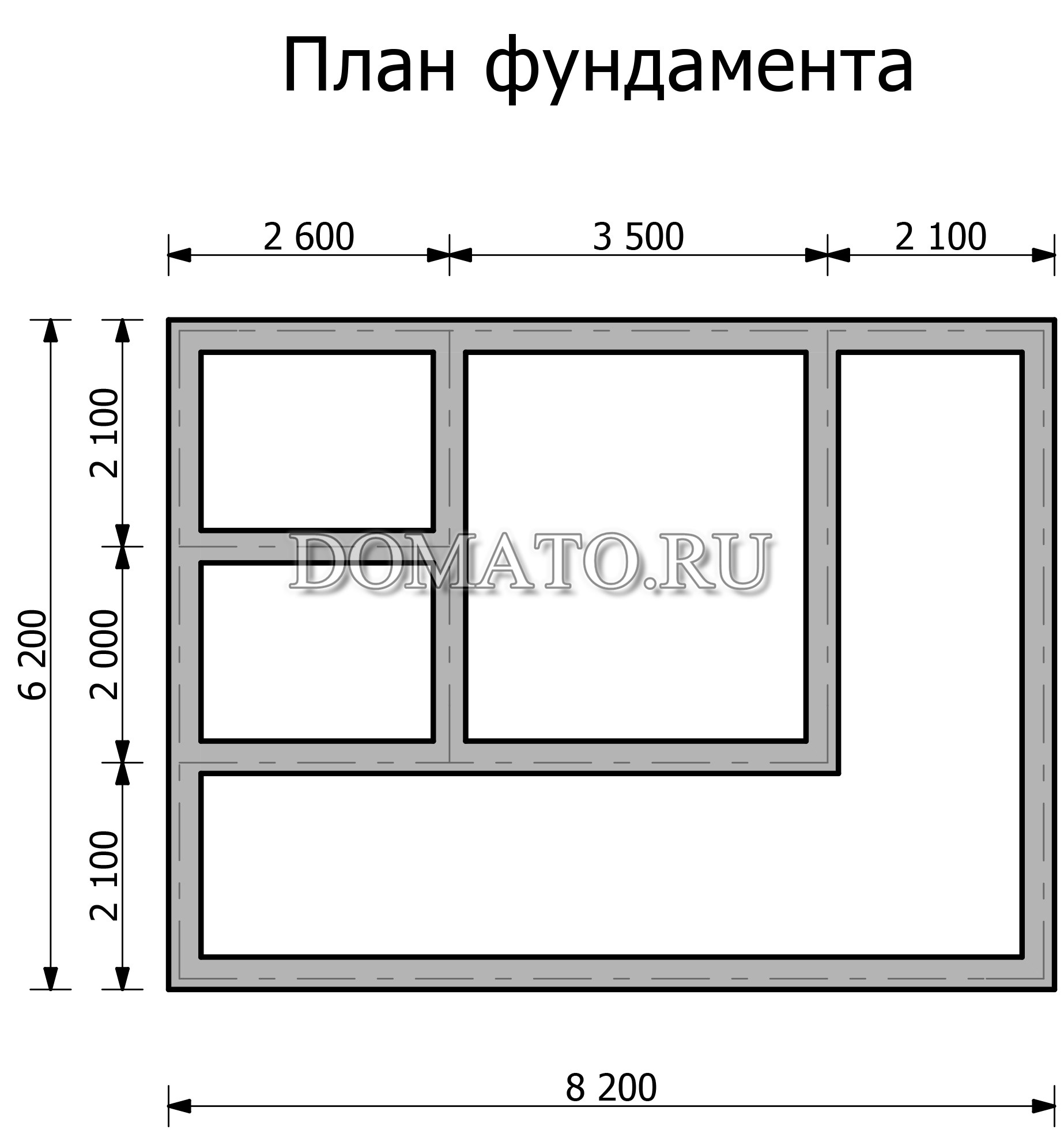 план фундамента бани 6 на 8 | Компания «ДомаТо» - domato.ru