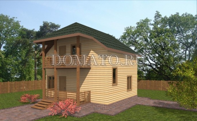 фасад двухэтажного дома 7.5×7
