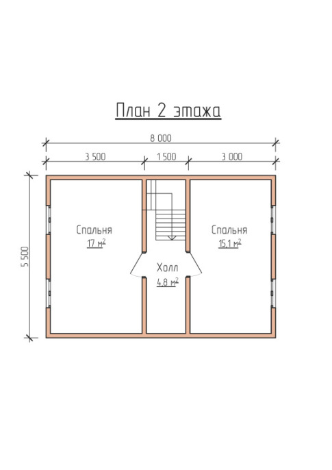 план дома 2 этажа 8×8