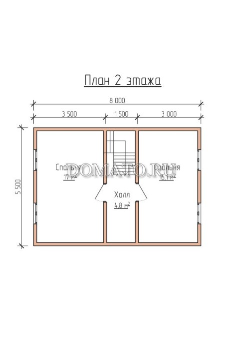 план дома 2 этажа 8×8