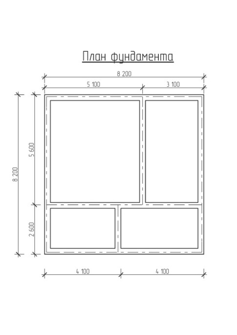 план фундамента дома 8×8