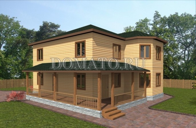 Дом 12×12.5 из бруса с эркером
