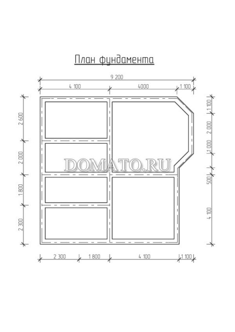 План фундамента дома 10.5×9