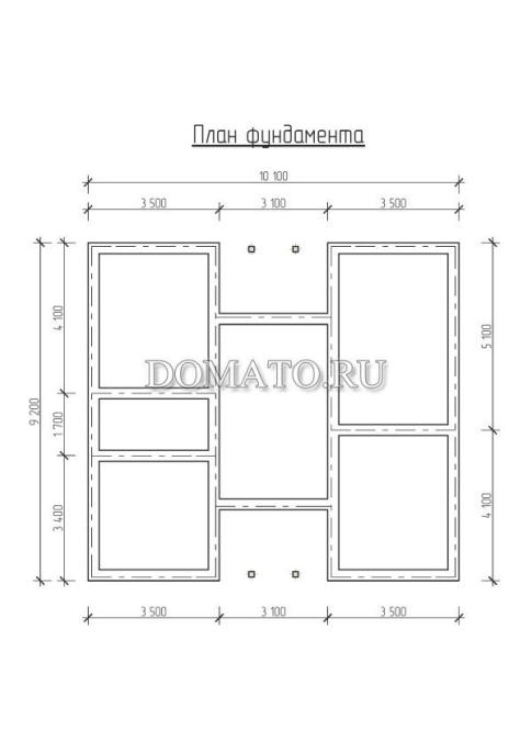 План фундамента,проект дома 10×9