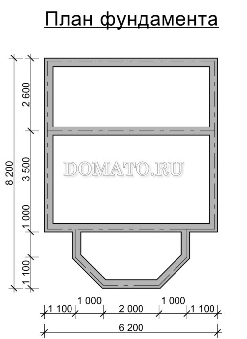 план фундамента дачного дома 6×6