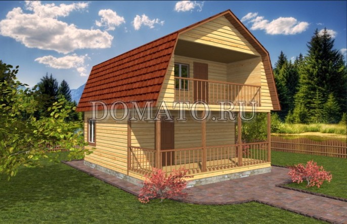 фасад дома 8×8 с террасой