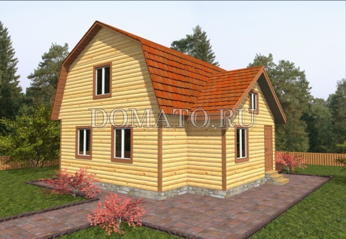 фасад дома из бруса 7.5×8