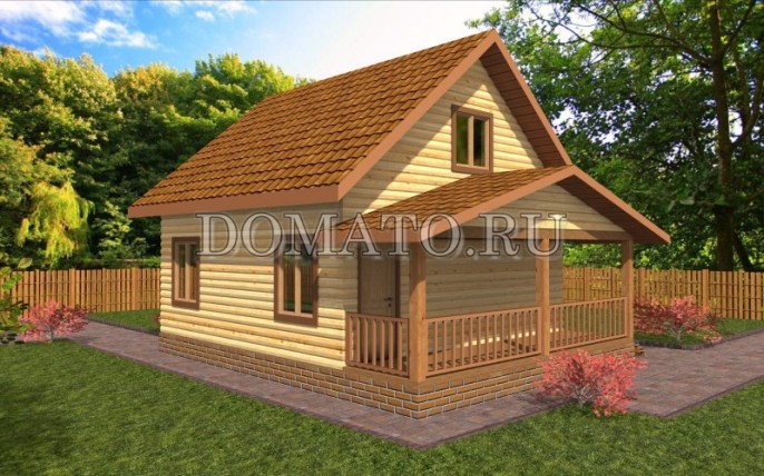 фасад дома 6*7,5м с мансардой