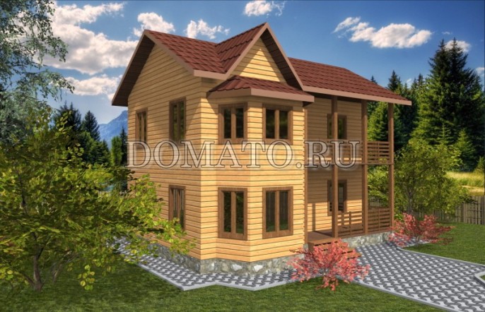 фасад двухэтажного дома 7×9