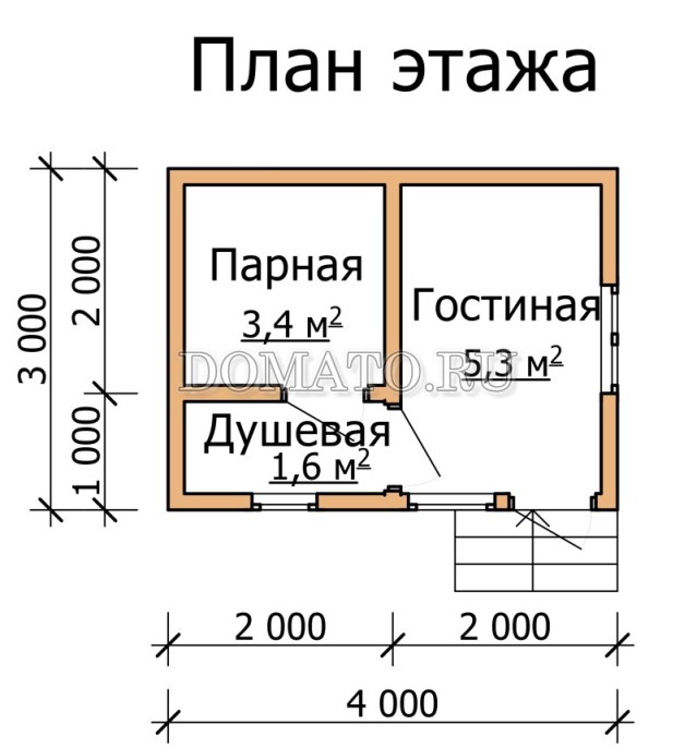план бани 3×4