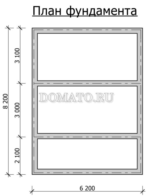 план фундамента проекта бани 6×8
