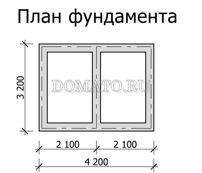 план фундамента бани 3×4