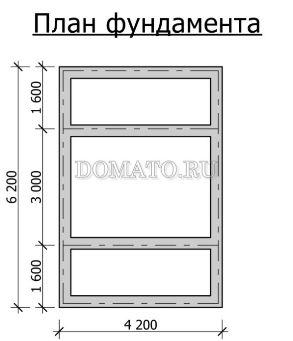 план фундамента бани 6×4 с террасой