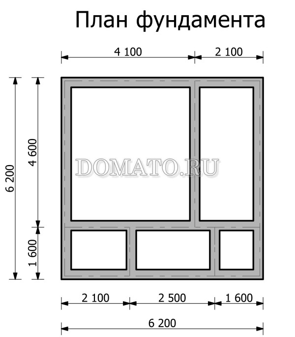 план фундамента бани 6×6 из бруса