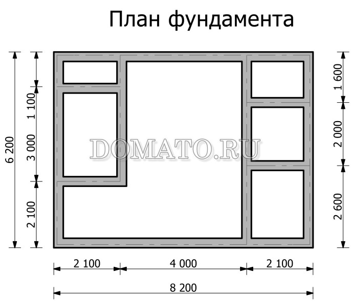план фундамента бани 6×8