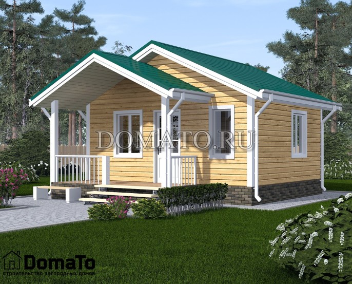 Одноэтажный дачный дом 6х5 с крыльцом